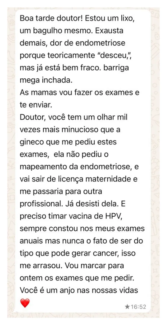 Mensagem recebida no WhatsApp